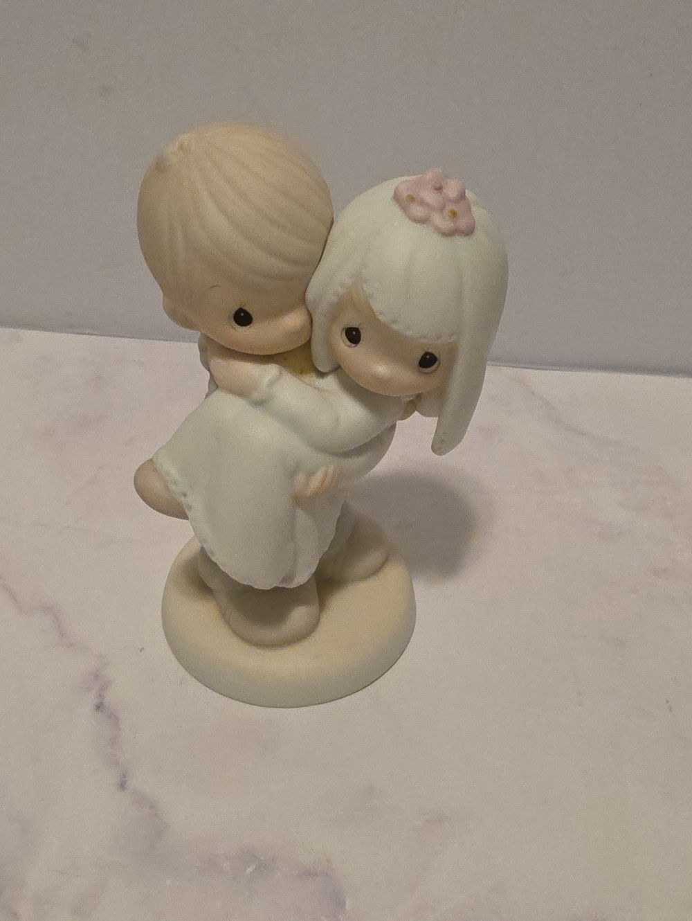 Precious Moments Bride and Groom Figurine - Cream and Pink